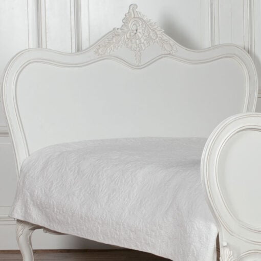 Louis French Style Country House Rococo White Mahogany Double Bed