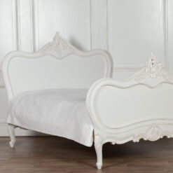 Louis French Style Country House Rococo White Mahogany King Size Bed