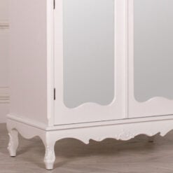 Louis French Style Country House Rococo White Mirrored Full Wardrobe