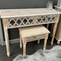 Newport Mirrored Hampton Style Set Of 2 Drawer Console Table And Stool