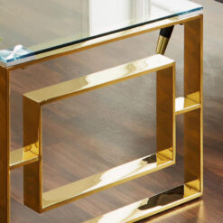 Plaza Soft Gold Contemporary Clear Glass Lounge Coffee Table