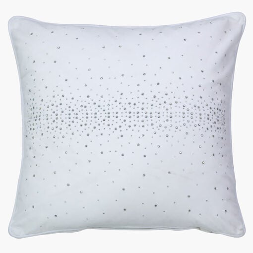 White Sparkle Decorative Cushion Throw Pillow Adorned With Diamantes