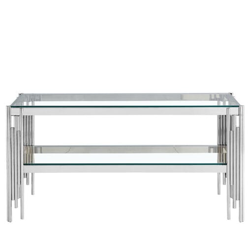 Colton Contemporary Stainless Steel And Glass TV Stand Media Unit