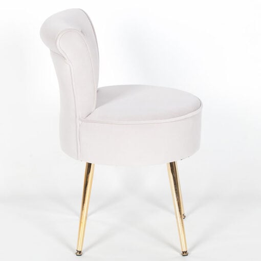 Light Grey Velvet Dressing Chair Stool With Gold Metal Legs