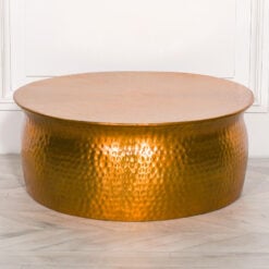 Aluminium Brass Coloured Coffee Table With Hammered Effect
