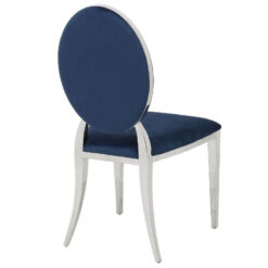Anne Blue Velvet And Chrome Dining Chair Dressing Chair