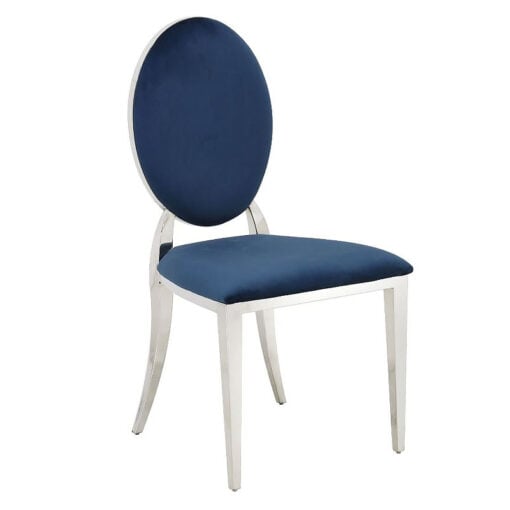 Anne Blue Velvet And Chrome Dining Chair Dressing Chair