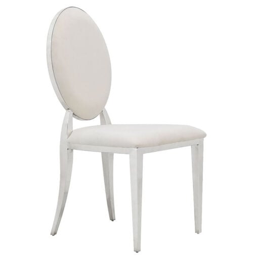 Anne Cream Velvet And Chrome Dining Chair Dressing Chair