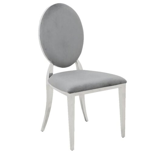 Anne Light Grey Velvet And Chrome Dining Chair Dressing Chair