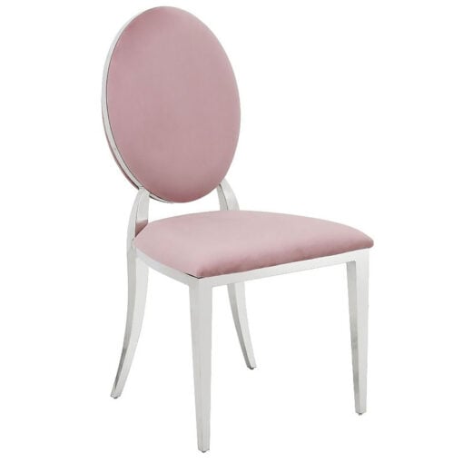 Anne Pink Velvet And Chrome Dining Chair Dressing Chair