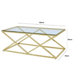 Antoinette Gold Metal And Glass Coffee Table