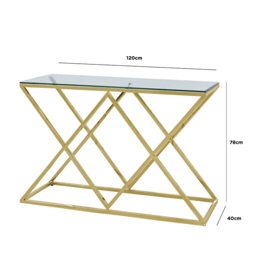 Antoinette Gold Metal And Glass Console Table Hallway Table