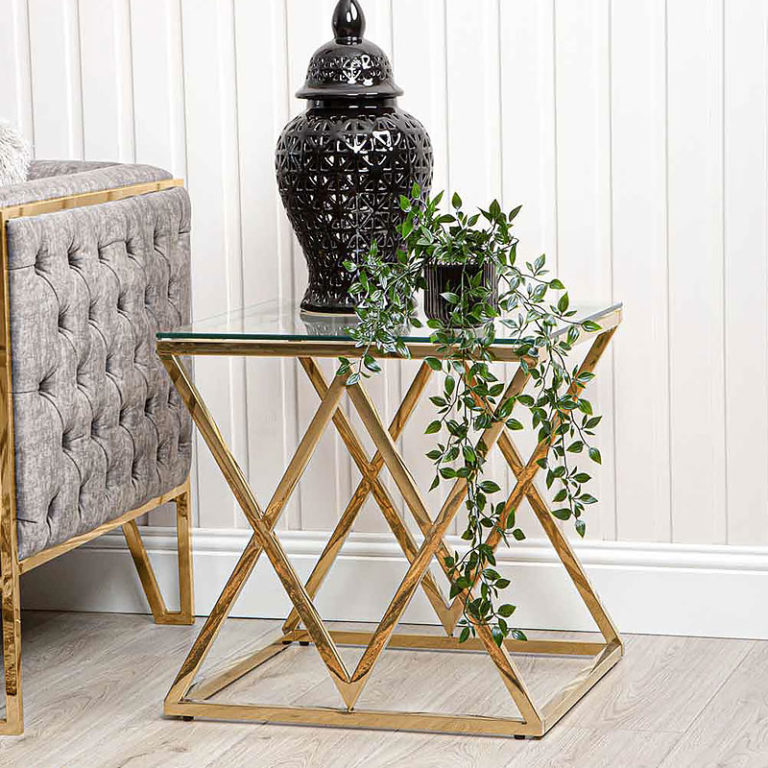 Colton Gold Metal And Glass End Side Display Table Picture Perfect Home