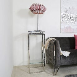Ashton Glass and Stainless Steel Pedestal Side End Table