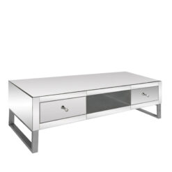 Beverly Mirrored 2 Drawer TV Stand Entertainment Unit With Metal Base