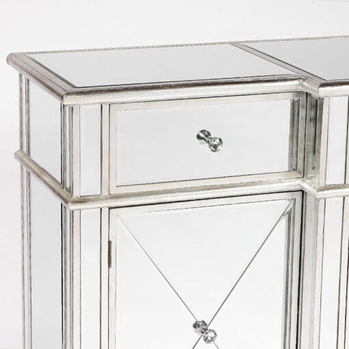 Canterbury Silver Mirrored 3 Drawer 4 Door Venetian Sideboard Cabinet