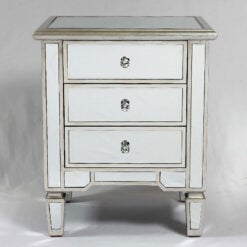 Canterbury Silver Mirrored 3 Drawer Venetian Bedside Cabinet