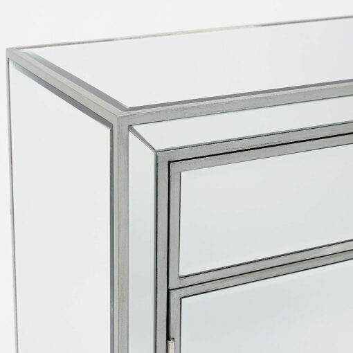 Celine Silver Mirrored Glass 1 Drawer 2 Door Sideboard Cabinet