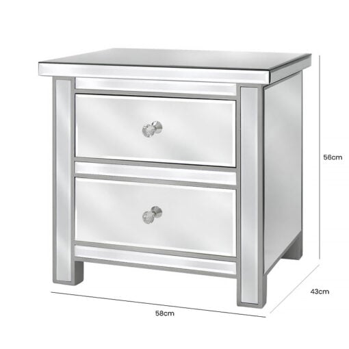 Classic Mirror 2 Drawer Bedside Cabinet