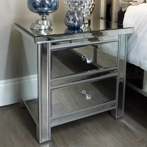 Classic Mirror 2 Drawer Bedside Cabinet