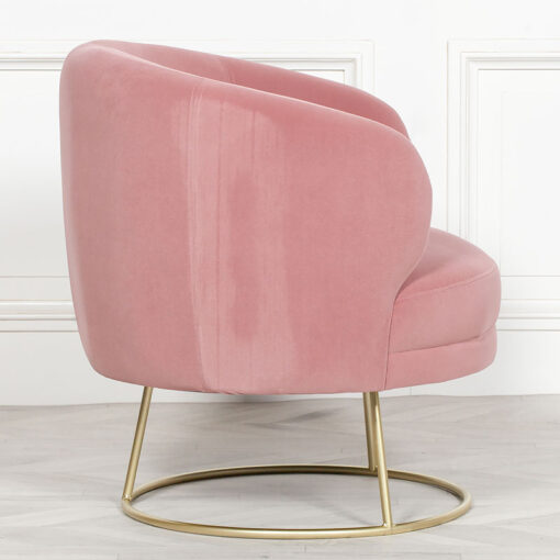 Deco Pink Velvet Armchair Bedroom Chair Accent Chair With Gold Base