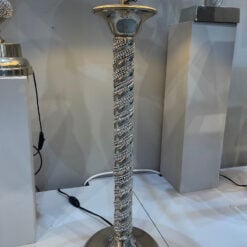 Diamond Glitz Twist Table Lamp With Grey Velvet Shade 71cm