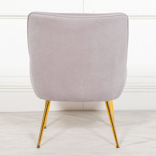 Grey Velvet Dining Chair Bedroom Chair With Gold Metal Legs