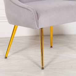 Grey Velvet Dining Chair Bedroom Chair With Gold Metal Legs