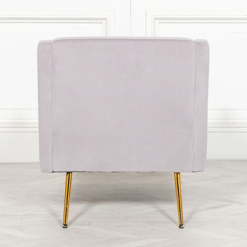 Grey Velvet Sofa Chair Armchair Accent Chair With Gold Legs