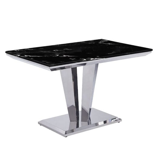 Kensington Black Marble And Stainless Steel Dining Table 120cm