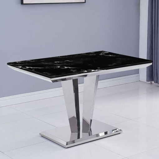 Kensington Black Marble And Stainless Steel Dining Table 120cm