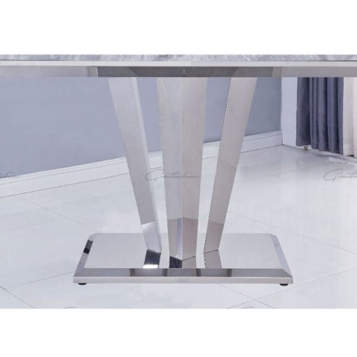 Kensington Grey Marble And Stainless Steel Dining Table 120cm