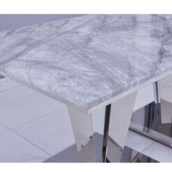 Kensington Grey Marble And Stainless Steel Dining Table 180cm