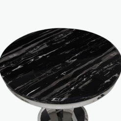 Kensington Round Black Marble And Stainless Steel Dining Table 90cm