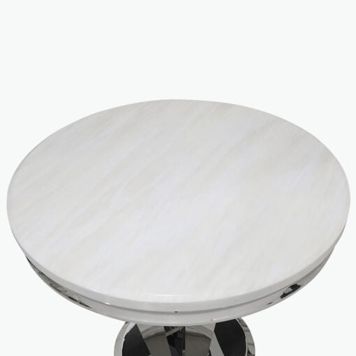Kensington Round Cream Marble And Stainless Steel Dining Table 130cm