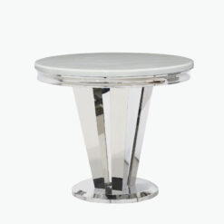 Kensington Round Cream Marble And Stainless Steel Dining Table 90cm