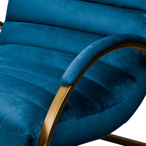 Luxury Navy Blue Upholstered Ribbed Velvet And Brass Ark Armchair