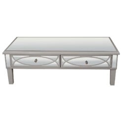 Mia Grey Mirrored 2 Drawer Coffee Table Lounge Table
