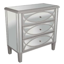 Mia Grey Mirrored 3 Drawer Bedside Cabinet