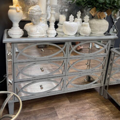 Mia Grey Mirrored 6 Drawer Chest Of Drawers Cabinet Cupboard