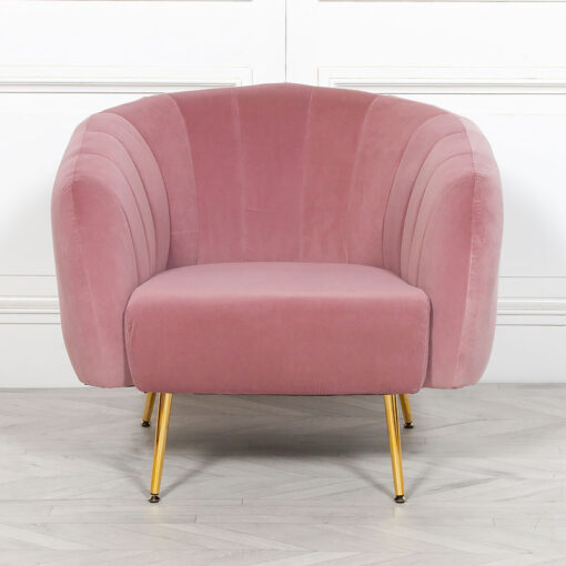 Pink Velvet Armchair Bedroom Chair Accent Chair With Gold Legs