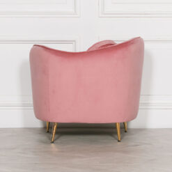 Pink Velvet Armchair Bedroom Chair With Gold Legs And A Cushion