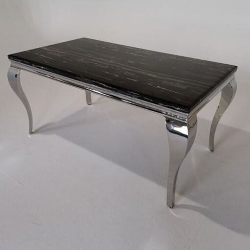 Richmond Black Marble And Stainless Steel Dining Table 160cm
