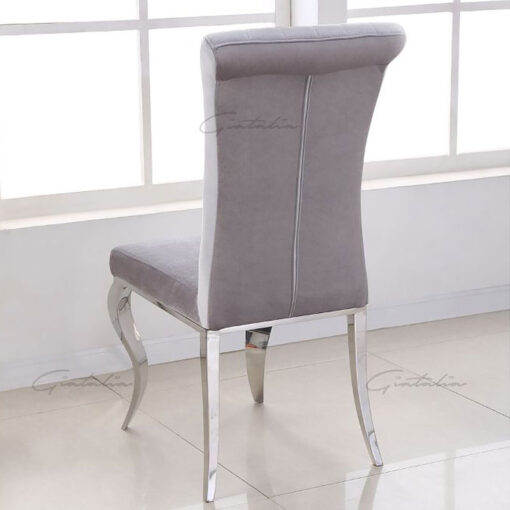 Richmond Grey Velvet And Stainless Steel Dining Chair