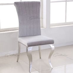 Richmond Grey Velvet And Stainless Steel Dining Chair