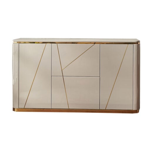 Xenia 2 Door 2 Drawer Grey Gloss Sideboard Cabinet With Gold Inlays