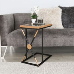 Byron Black And Gold Sofa Table With Wood And Mirrored Top