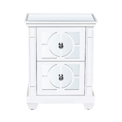 Chloe White Wood And Mirror 2 Drawer Bedside Cabinet