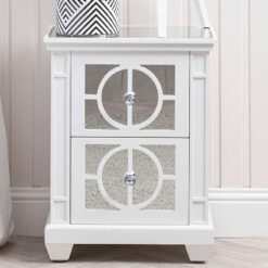 Chloe White Wood And Mirror 2 Drawer Bedside Cabinet