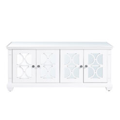 Chloe White Wood And Mirror 4 Door TV Stand Entertainment Media Unit